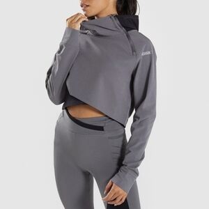 Gymshark Asymmetrical Cropped Performance Pullover Lightweight Jacket Hoodie